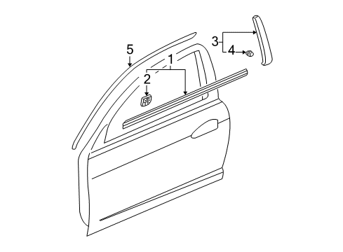 2002 Acura RSX Exterior Trim - Door Garnish, Left Front Door Sash Diagram for 72470-S6M-003