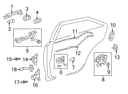 2015 Toyota Camry Rear Door Handle, Outside Diagram for 69211-06090-B5