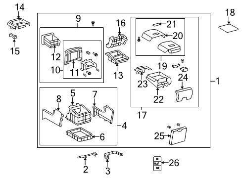 2008 Toyota Sequoia Rear Console Cup Holder Diagram for 55604-04010