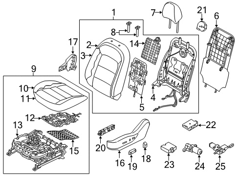 2017 Kia Forte5 Driver Seat Components Cover Assembly-Front Seat Inner Diagram for 88175A7000WK