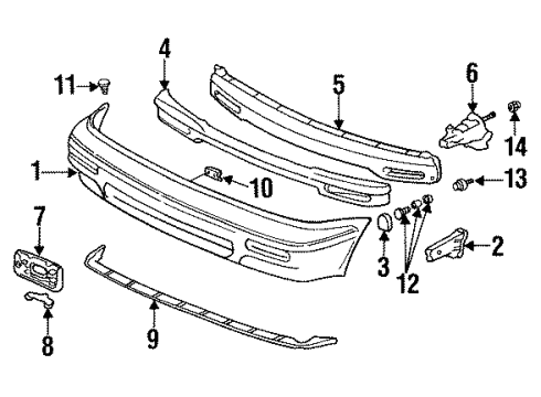 1994 Acura Vigor Front Bumper Nut-Washer (8MM) Diagram for 90202-P0A-A01