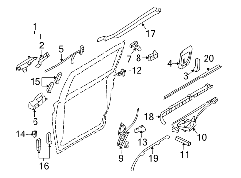 2007 Hyundai Entourage Sliding Door Motor Assembly-Power Window Regulator, RH Diagram for 82460-4D020