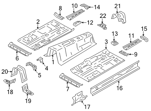 2016 Scion FR-S Pillars, Rocker & Floor - Floor & Rails Front Crossmember Diagram for SU003-01329