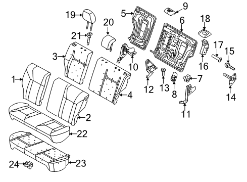 2014 Ford Fiesta Rear Seat Components Seat Cushion Pad Diagram for AE8Z-5463840-A