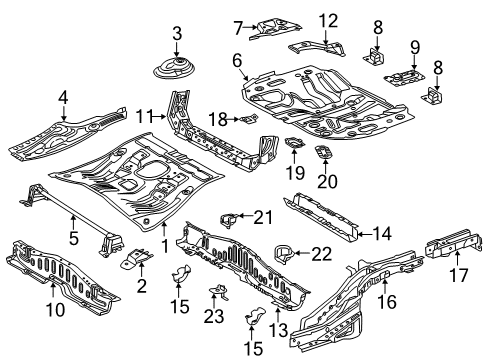 2019 Toyota C-HR Rear Body - Floor & Rails Rear Floor Pan Diagram for 58311-F4020