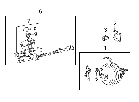 2004 Lexus LS430 Hydraulic System Cylinder Sub-Assy, Brake Master Diagram for 47201-50290