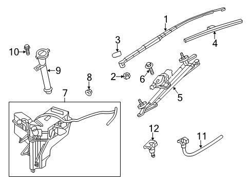 2016 Infiniti QX60 Windshield - Wiper & Washer Components Window Wiper Arm Assembly No 1 Diagram for 28881-3JA3A