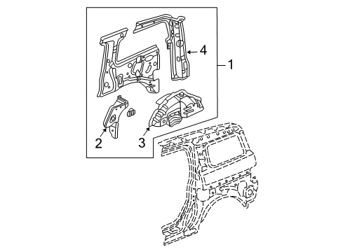 2008 Honda Element Inner Structure - Quarter Panel Pillar, R. RR. (Inner) Diagram for 64340-SCV-A02ZZ