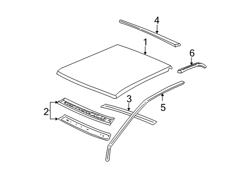 2000 GMC Sierra 2500 Roof & Components Molding Strip Diagram for 15761918