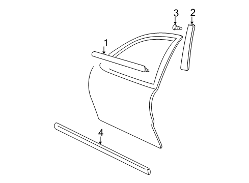 1998 Chevrolet Cavalier Exterior Trim - Front Door Molding, Front Side Door Center Diagram for 22652297