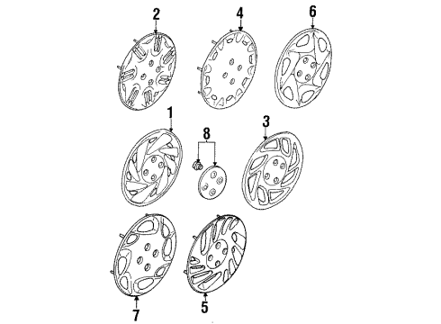 1998 Saturn SC1 Wheel Covers & Trim Wheel Trim Cover Diagram for 21013027