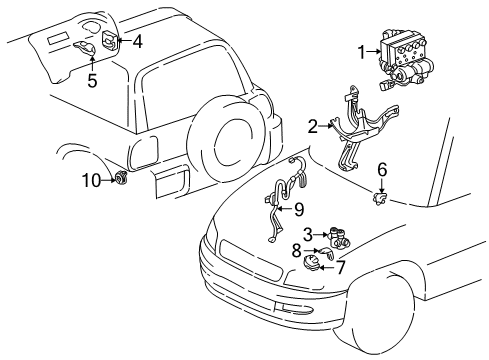 Diagram for 1996 Toyota RAV4 ABS Components 