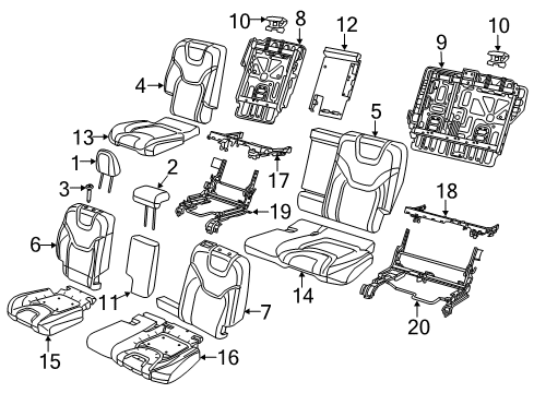 2014 Jeep Cherokee Rear Seat Components Seat Cushion Foam Rear Left Diagram for 68091778AB