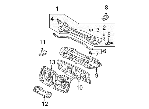 2006 Acura MDX Cowl Insulator, Dashboard Diagram for 74260-S3V-A11