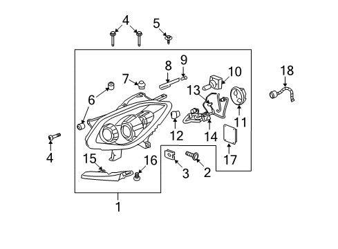 2009 Buick Enclave Headlamps Repeater Bulb Diagram for 10351682