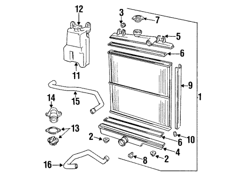 1990 Dodge Caravan Cooling System, Radiator, Water Pump, Cooling Fan Hose Outlet Diagram for H0061539