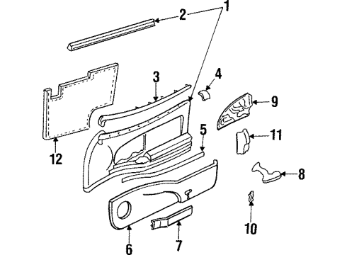 1992 Buick Skylark Rear Door Pull Handle Diagram for 22567814