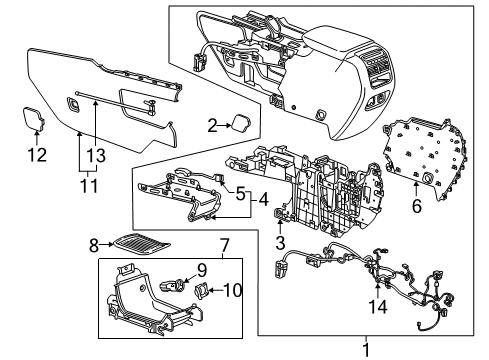 2017 Cadillac XT5 Center Console Console Assembly Diagram for 84091240