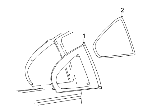 2001 Ford Mustang Quarter Panel - Glass & Hardware Weatherstrip Diagram for F4ZZ-6329904-A