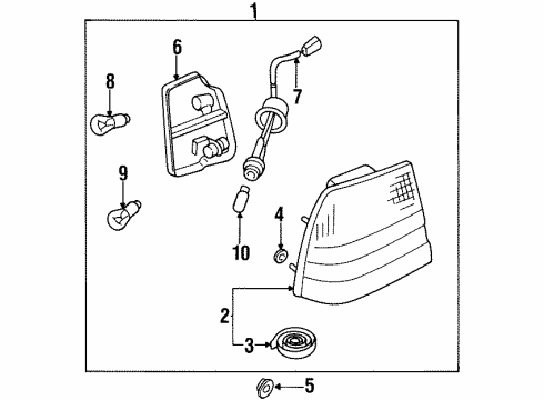 1995 Nissan Maxima Bulbs Rear Combination Lamp Socket Assembly Diagram for 26551-40U02