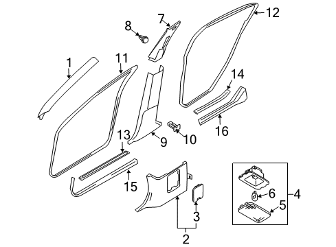 2009 Infiniti M35 Interior Trim - Pillars, Rocker & Floor Plate-Kicking, Front Outer LH Diagram for 769B1-EG000