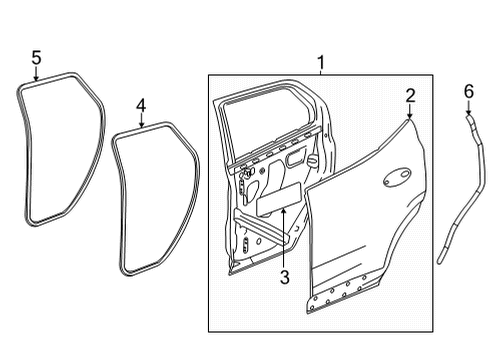 2021 Buick Encore GX Door & Components Rear Weatherstrip Diagram for 42757627