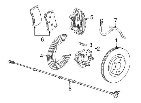 2014 Chevrolet SS Front Brakes Brake Hose Diagram for 92272832