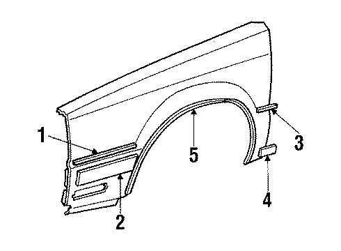 1991 Chrysler New Yorker Fender & Components, Exterior Trim Molding Fender S/MKR SURROUN Diagram for 5263053