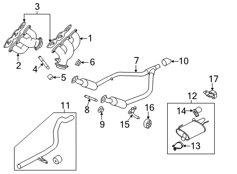 2010 Ford Mustang Exhaust Components, Exhaust Manifold Converter Diagram for 7R3Z-5F250-G