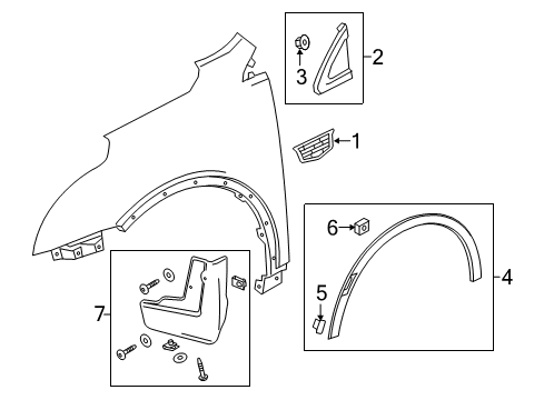 2018 Cadillac XT5 Exterior Trim - Fender Corner Molding Diagram for 84186914