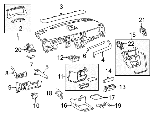 2016 Toyota Sienna Cluster & Switches, Instrument Panel Trim Panel Diagram for 55475-08050-B0