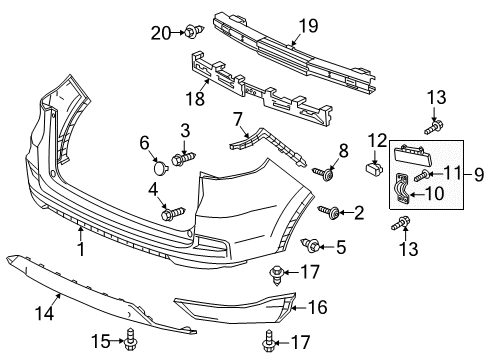 2015 Honda CR-V Rear Bumper Absorber, RR. Bumper Diagram for 71570-T1W-A00