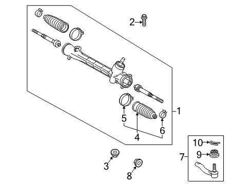 2015 Toyota Prius Plug-In Steering Column & Wheel, Steering Gear & Linkage Gear Assembly Diagram for 45510-47040