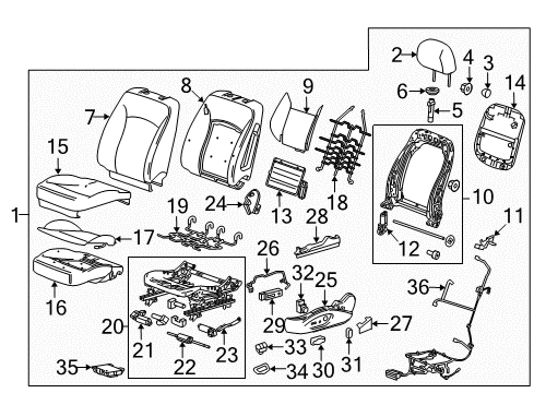 2016 Chevrolet Malibu Limited Driver Seat Components Headrest Guide Diagram for 20768698