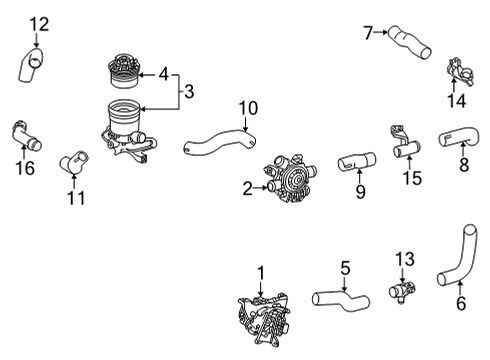 2022 Toyota Mirai Water Pump Coolant Hose Diagram for 16572-77040