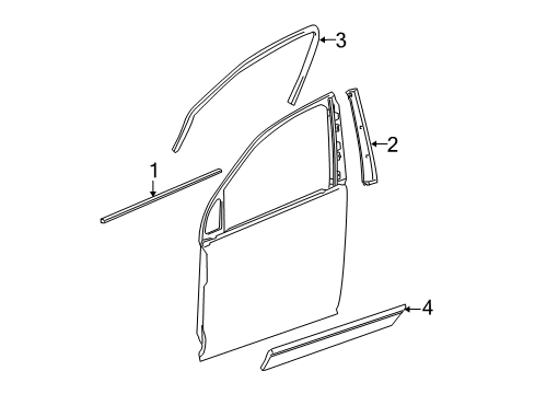 2007 Chevrolet Equinox Exterior Trim - Front Door Belt Weatherstrip Diagram for 25791526