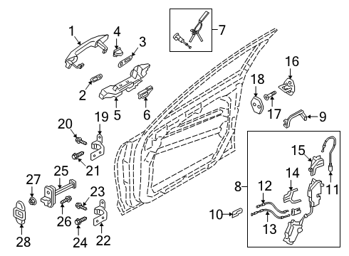 2019 Kia K900 Front Door - Lock & Hardware Cable Assembly-Fr Dr S/L Diagram for 81391J6000