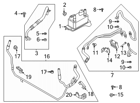 2020 Ford Edge Trans Oil Cooler Auxiliary Cooler Diagram for K2GZ-7869-B