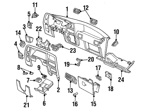 1992 Ford Explorer Instrument Panel Cylinder & Keys Diagram for E7TZ-1506081-A