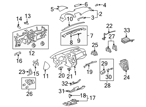 2008 Cadillac CTS Instrument Panel Housing Retainer Diagram for 20983936