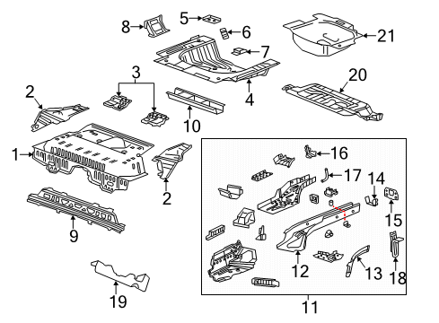 2020 Buick Encore Rear Body - Floor & Rails Rear Crossmember Diagram for 95090151