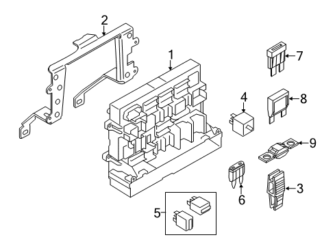 2013 BMW X1 Fuse & Relay Power Distribution Box, Front Diagram for 61149119445