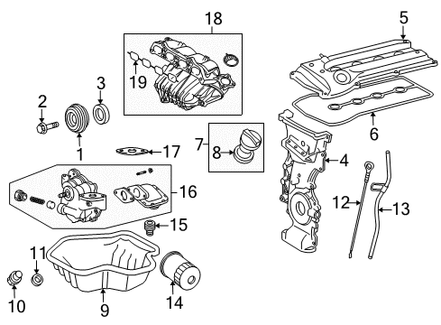 2013 Toyota Matrix Intake Manifold Crankshaft Seal Diagram for 90311-38098