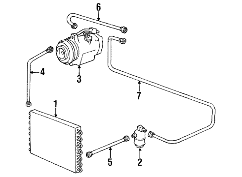 1990 BMW 750iL A/C Compressor Suction Pipe Evaporator-Compressor Diagram for 64531382771