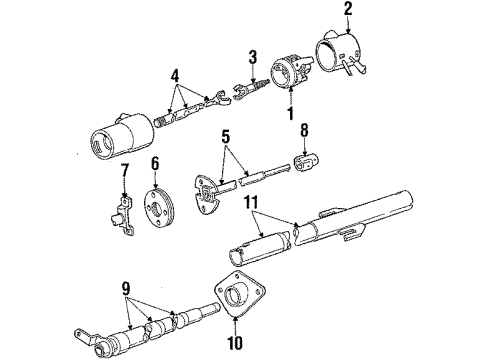 1985 Chrysler Fifth Avenue Steering Column & Wheel Switch Ignition & Starter Diagram for 3747529