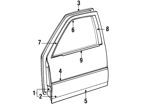 1988 Chrysler New Yorker Front Door & Components, Exterior Trim Molding-Front Door Diagram for 5011127AA