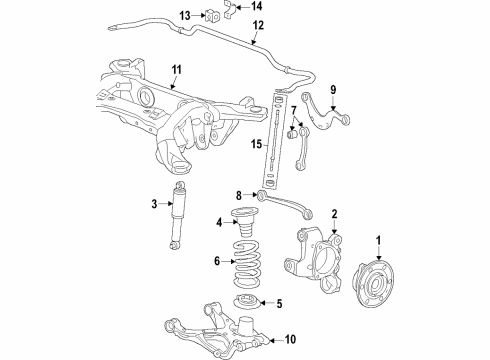 2018 Cadillac XT5 Rear Suspension, Lower Control Arm, Stabilizer Bar, Suspension Components Shock Absorber Diagram for 84334453