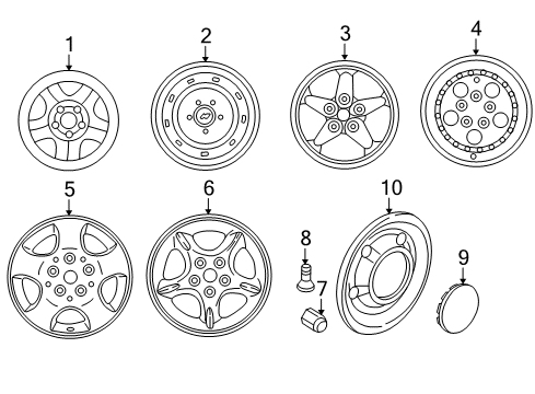 2001 Jeep Wrangler Wheels, Covers & Trim Wheel Center Cap Diagram for 52089008