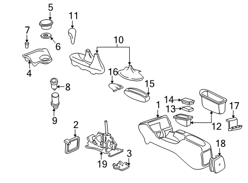 1997 Pontiac Sunfire Front Door Console Asm-Front Floor *Graphite Diagram for 22591521