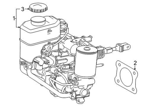 2022 Toyota Mirai Dash Panel Components Master Cylinder Assembly Diagram for 47050-62080
